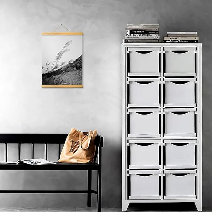 3 Pack Magnetic Poster Hanger Frame Natural Wooden Color 12x16 12x18 12x20 12x24 Poster Frame for Photo Picture Art Canvas Print Artwork Wall Hanging,Teak Wood 12''