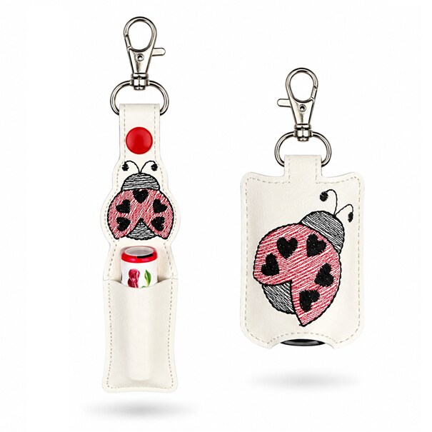 Ladybug Sketch Hand Sanitizer Holder and or Lip Balm Holder
