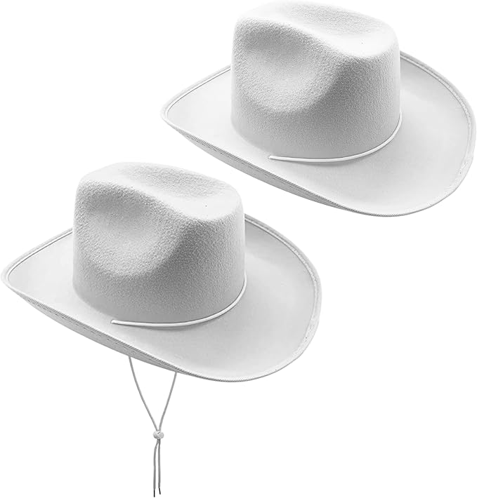 4E&#x27;s Novelty 2 Pack Kids Cowboy Hat - White Cowboy Hat for Boys &#x26; Girls 5-12 for Dress-Up &#x26; Costume Play