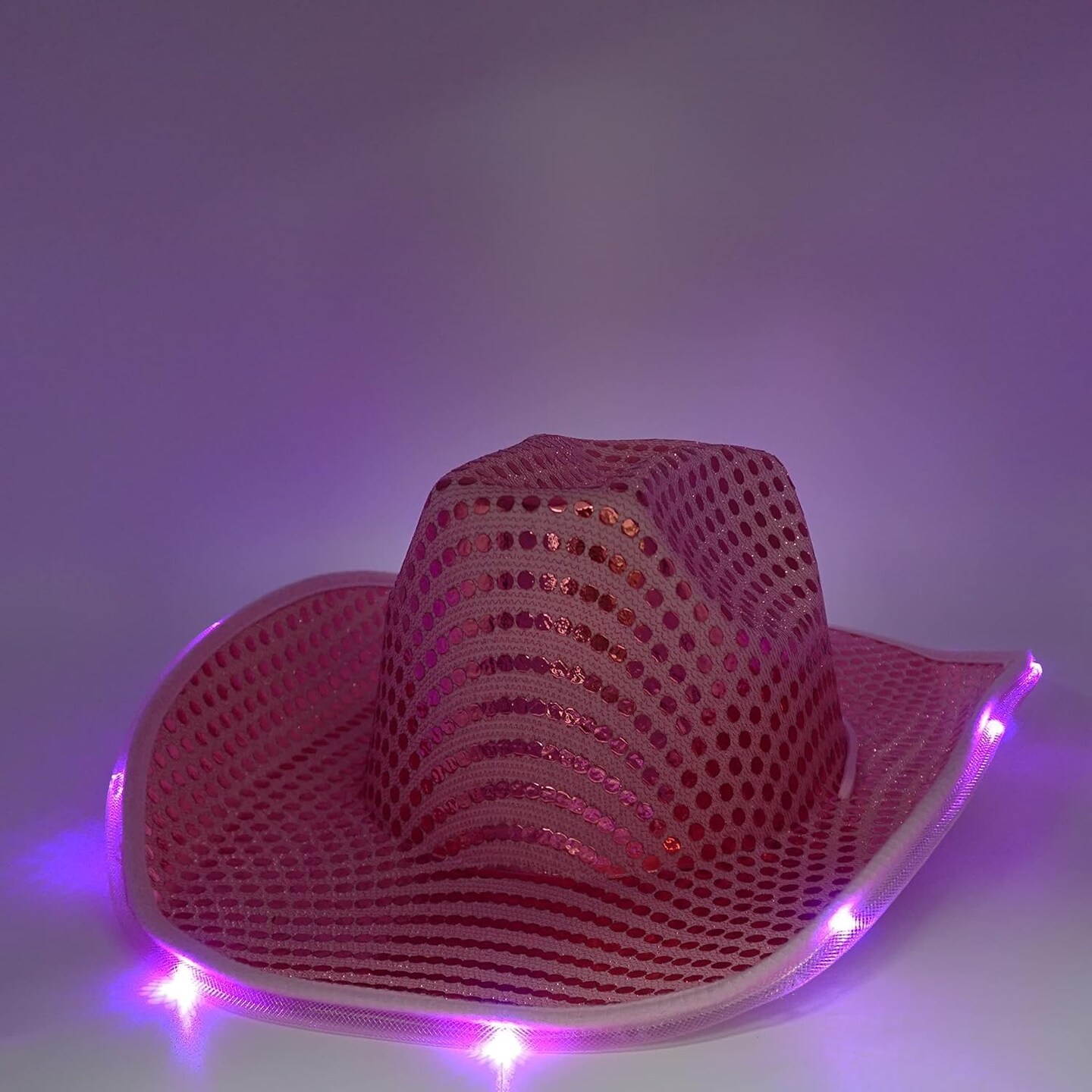 4E's Novelty Light Up Pink Cowgirl Hat - Cowgirl Hat with Sequins, Disco Cowgirl Hat for Women & Teens