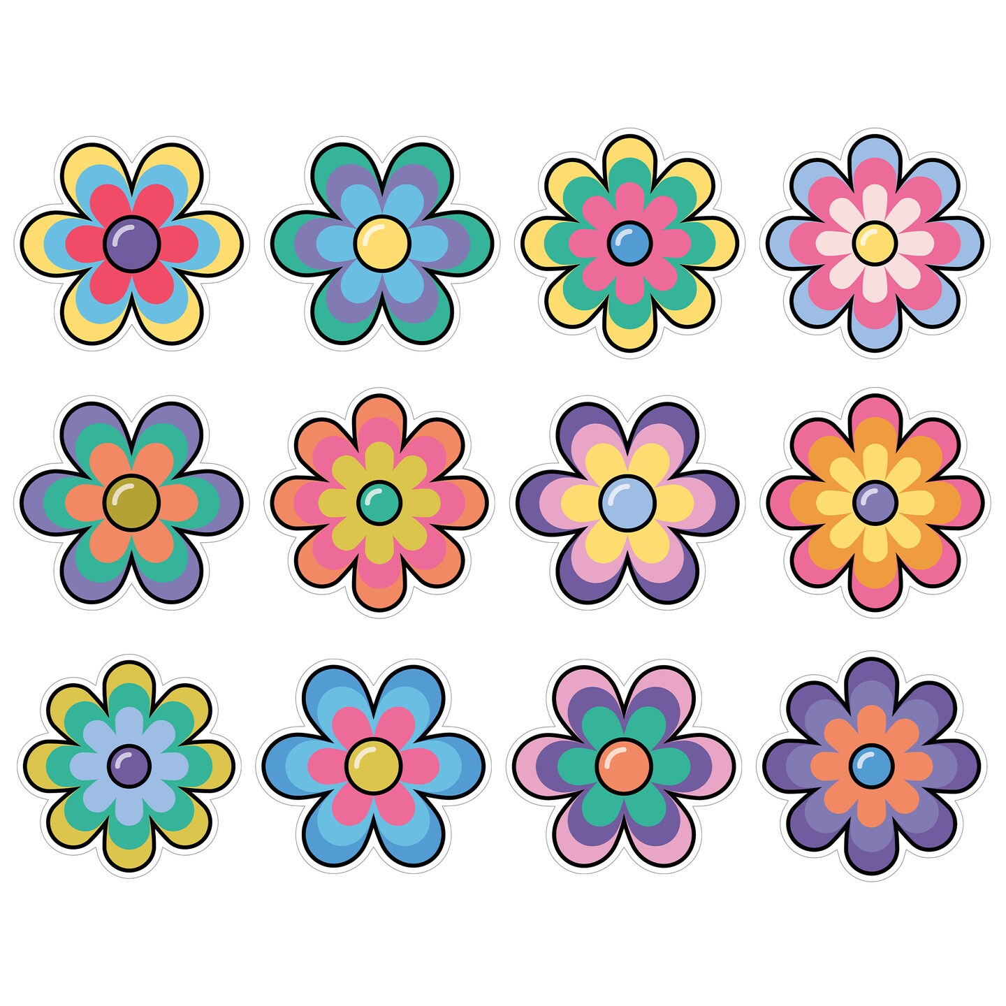 Happily Ever Elementary Retro Remix 12-Piece Jumbo Floral Bulletin