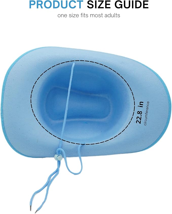 4E's Novelty Light Blue Cowboy Hat Adults Men Women - Felt Cowgirl Hat for Dress Up Costume, Rodeo Party & Accessories