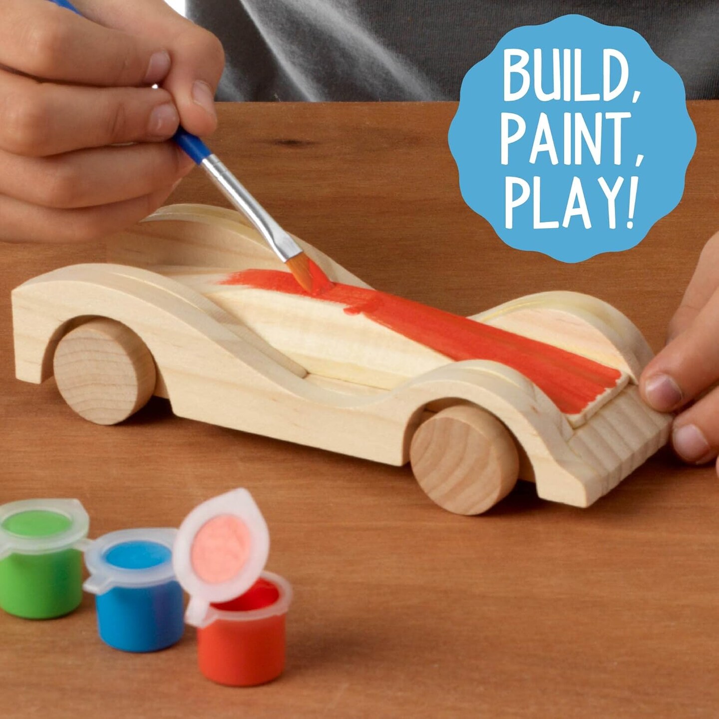 Build &#x26; Paint Your Own Wooden Cars DIY Wood Craft Kit