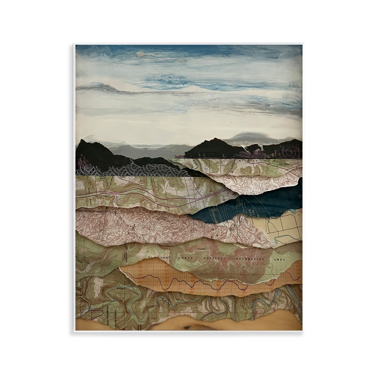 Stupell Industries Map Collaged Mountains Landscape Wall Plaque By Stacy Gresell