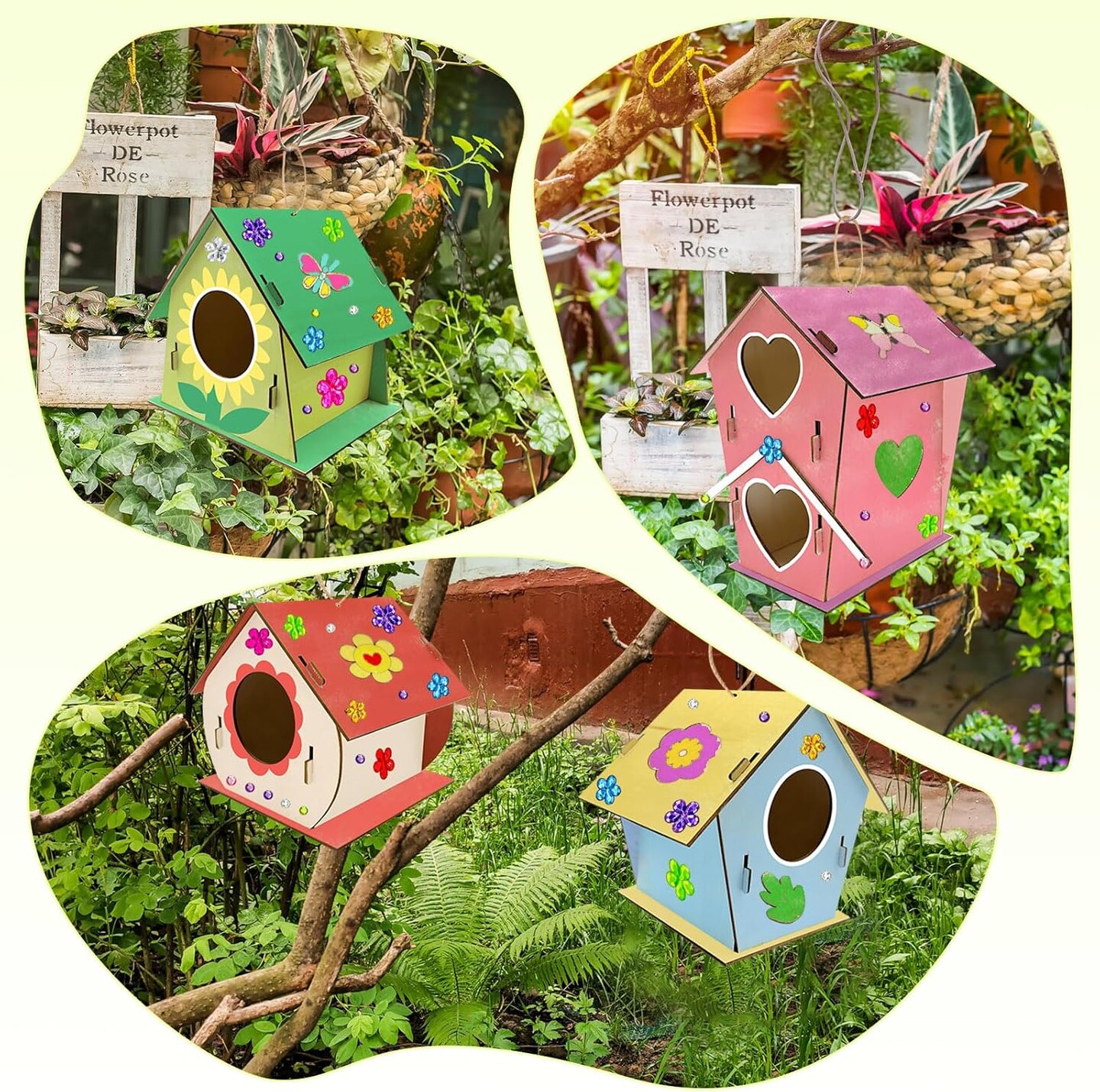 12 Sets DIY Wooden Birdhouse Craft Kit