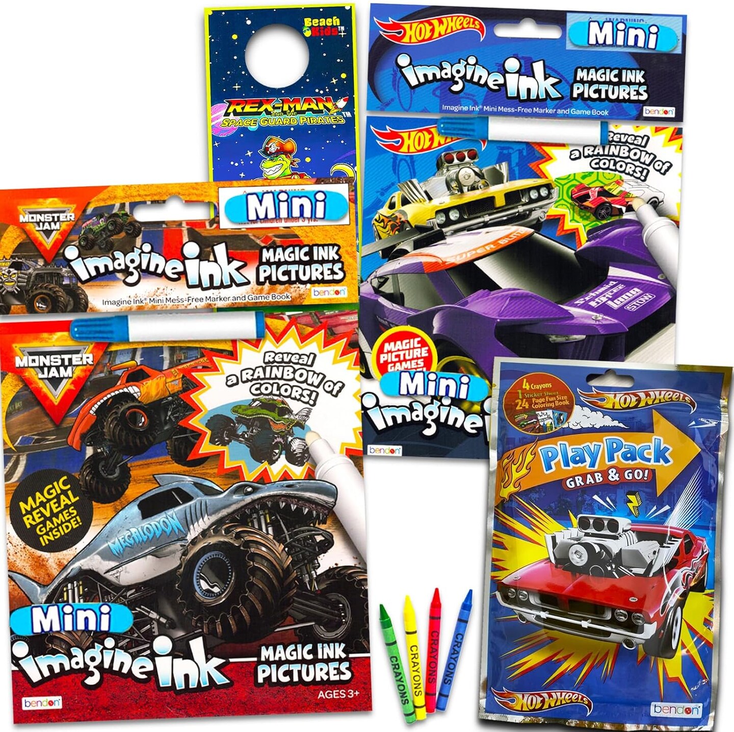 Monster Jam and Hot Wheels Magic Ink Coloring Book Set
