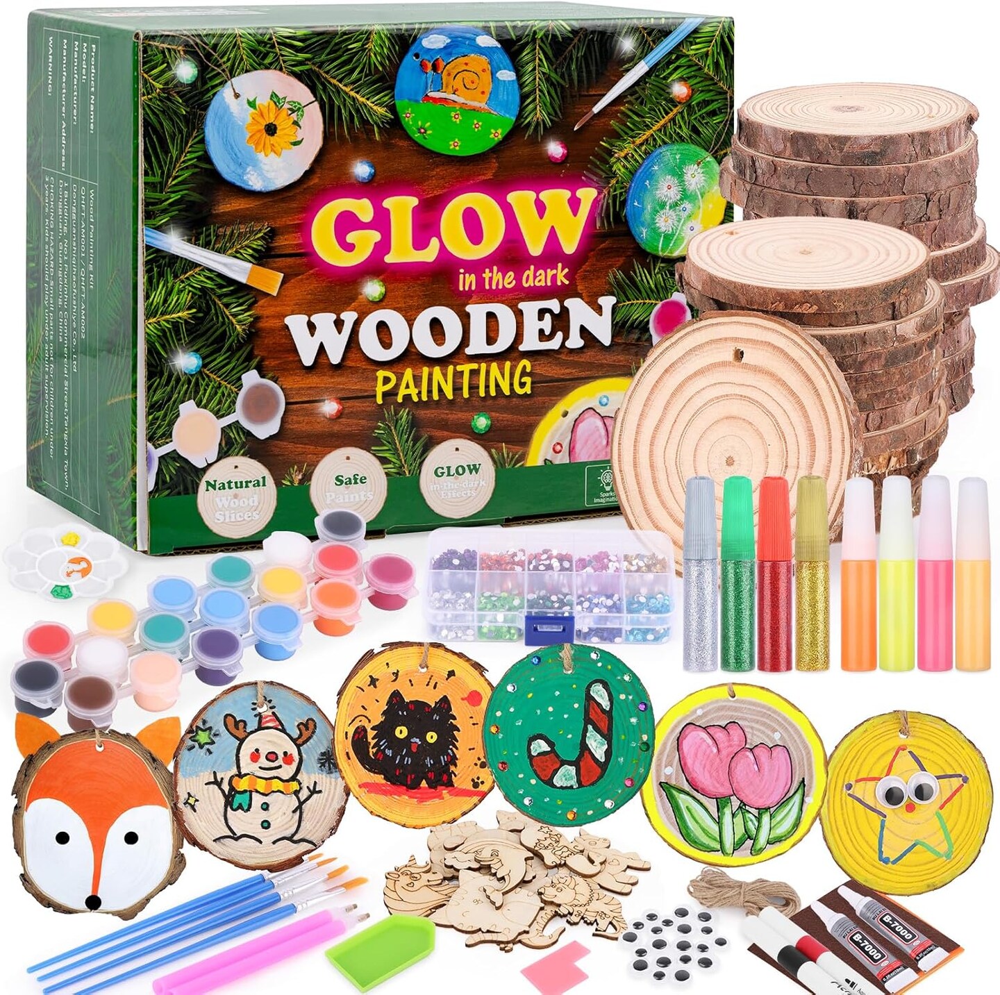 Kids Wood Painting Kit Glow in The Dark - Arts and Crafts for Kids ...