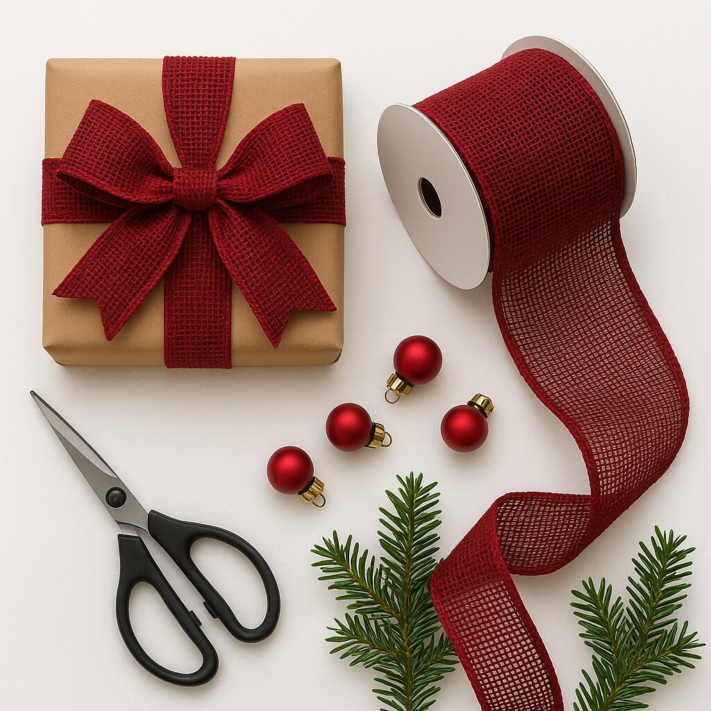 Designer’s Shop WR 63-5167 2.5” x 10 yard Holiday Burgundy Burlap wired edge ribbons