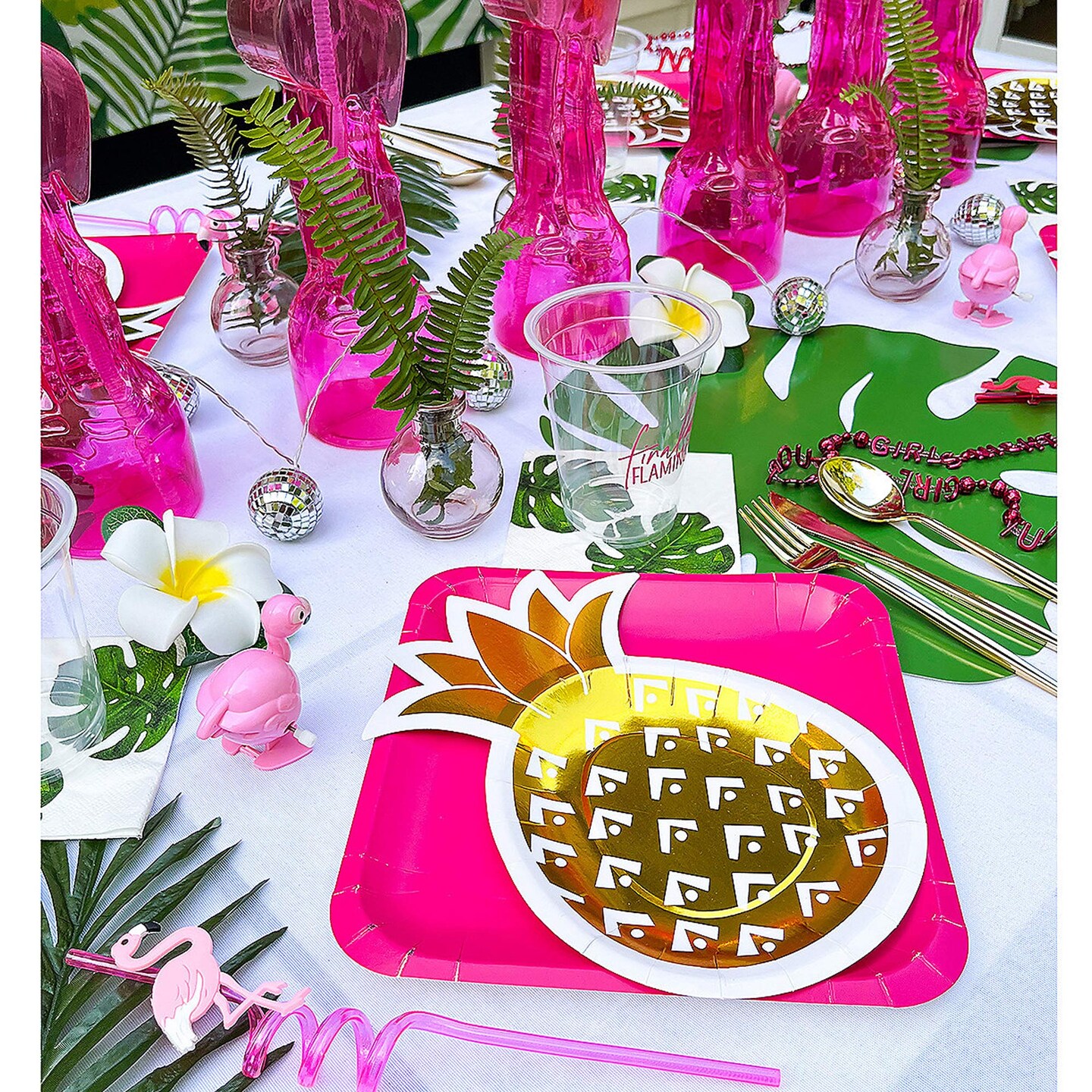8 Count Gold Foil Pineapple-Shaped Paper Dessert Plates 6.5" x 10" Tropical Party Disposable Plates