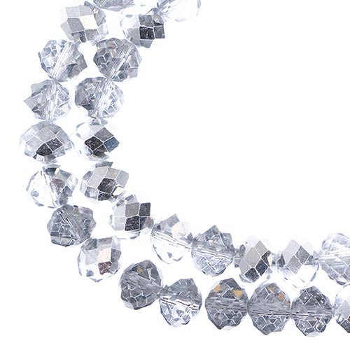 Crystal Lane DIY 2-Strand 7in Transparent Iris Finish Glass Rondelle Donut Bead Strands