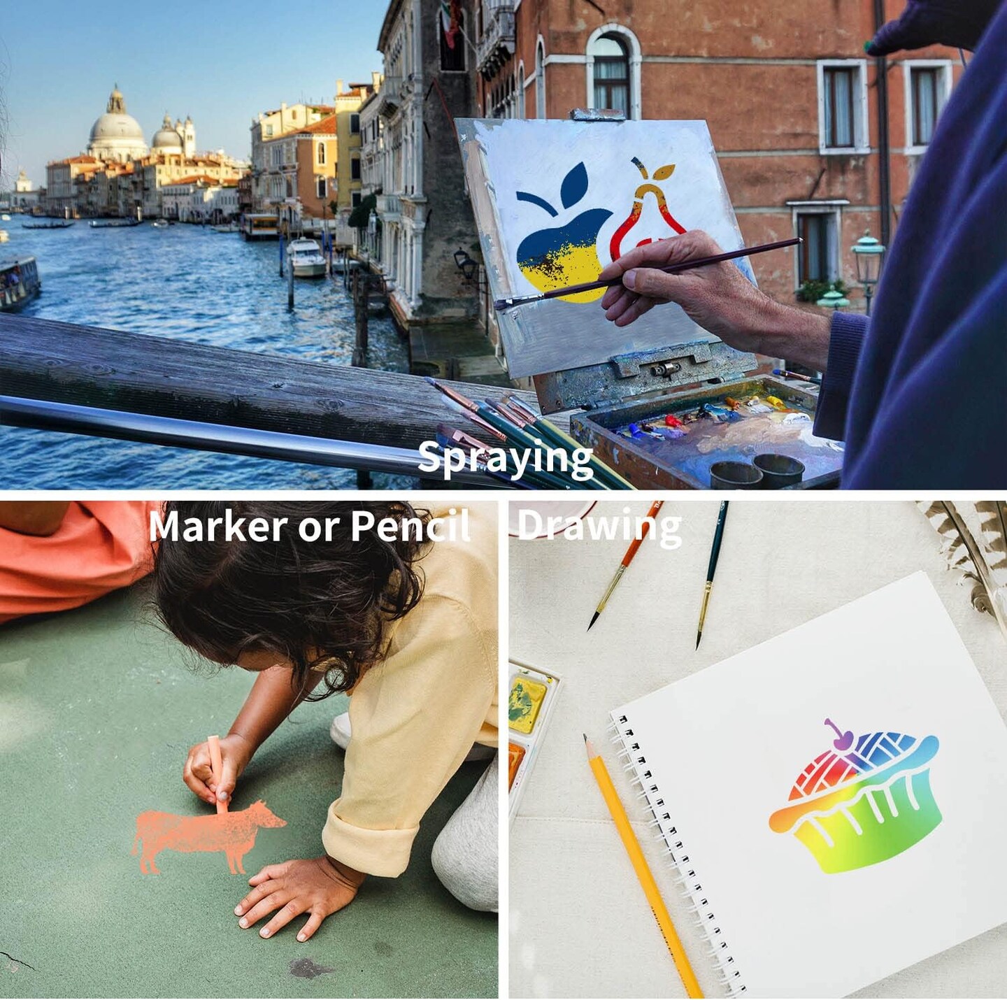 64 Pieces Stencils for Painting