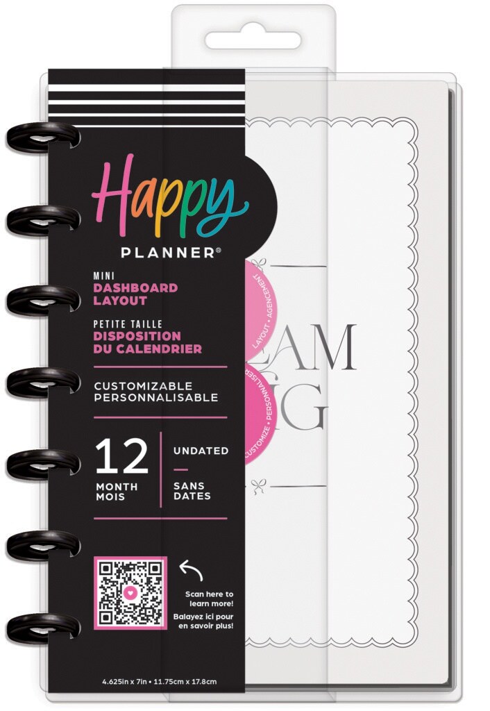 Happy Planner 12-Month Undated Mini Disc Bound Planner-Sweet &#x26; Simple