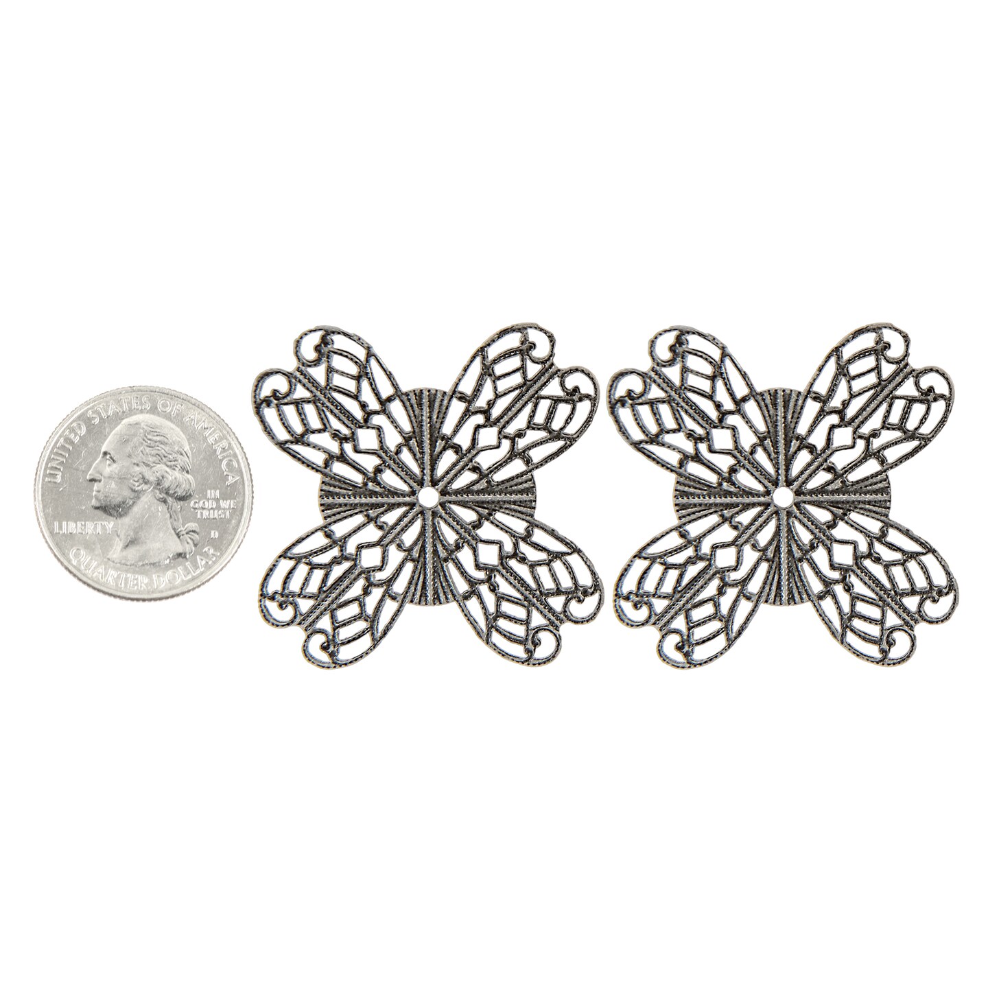 Antique Silver plated Brass Round Shaped Filigree Wrap Brass Stamping - S-W48