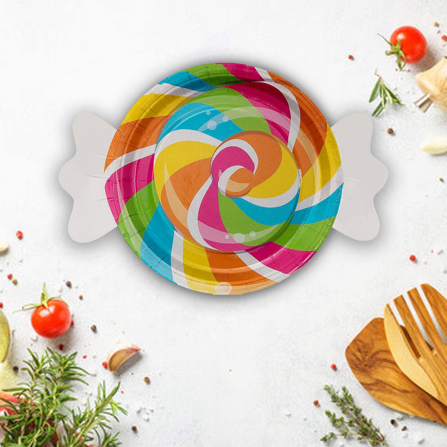 8 Count Candy World Wrapped Candy Shaped Paper Dessert Plates 7.5 Inch Disposable Tableware for Candy Party