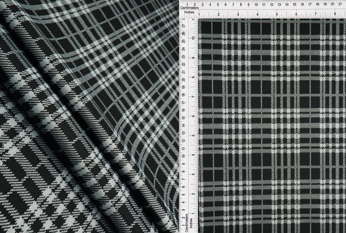 1 Yard Double Knit Plaid Jacquard Fabric 250 GSM, 96% Polyester 4% Spandex Blend 59/60&#x22; Width