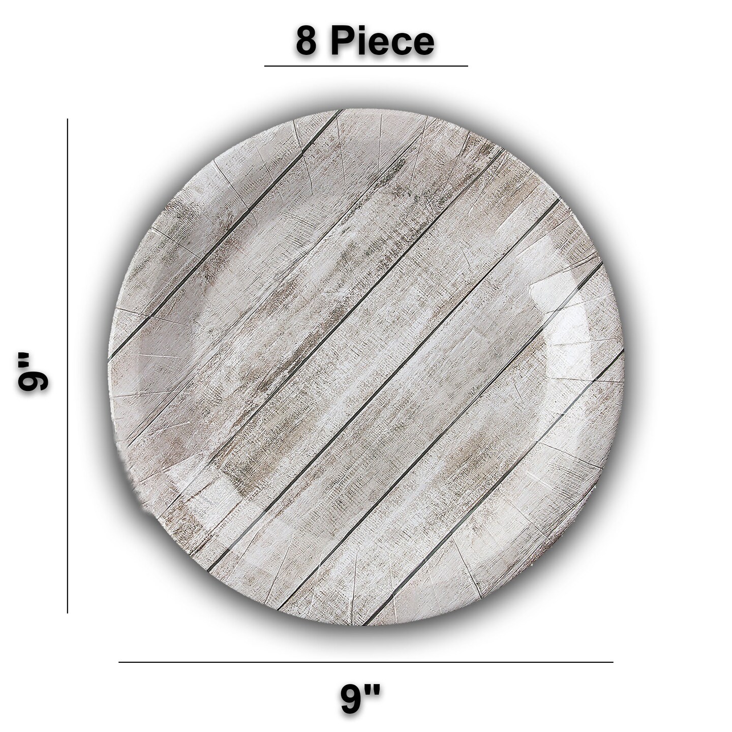 8 Ct. Shiplap Rustic Party Paper Dinner Plates 9" Disposable Chic Rustic Tableware