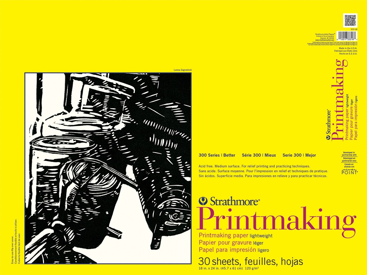 Strathmore 300 Series Lightweight Printmaking Pad 18"X24"-30 Sheets, Glue Bound