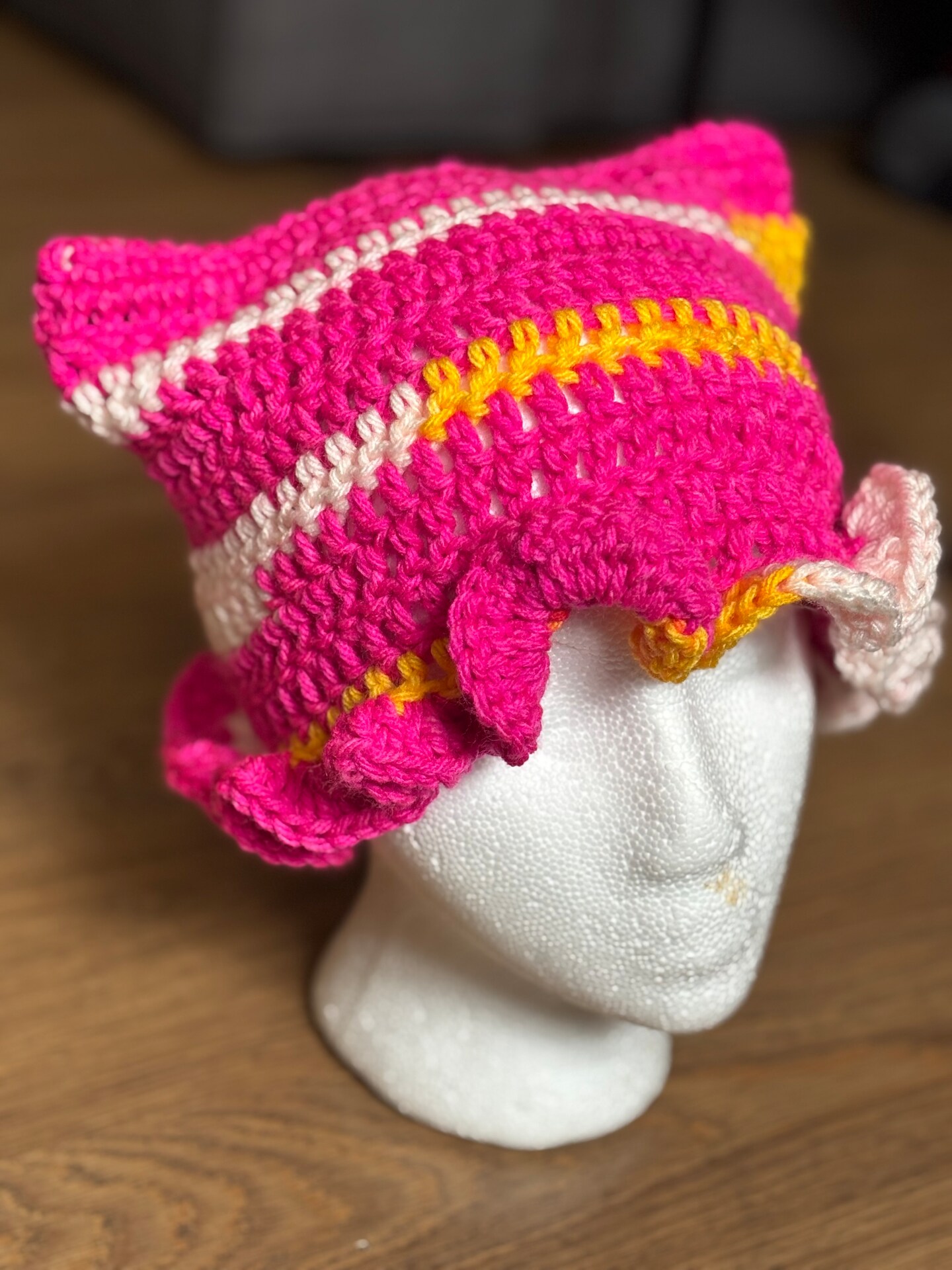 Crochet Ruffle Cat Beanie MakerPlace by Michaels