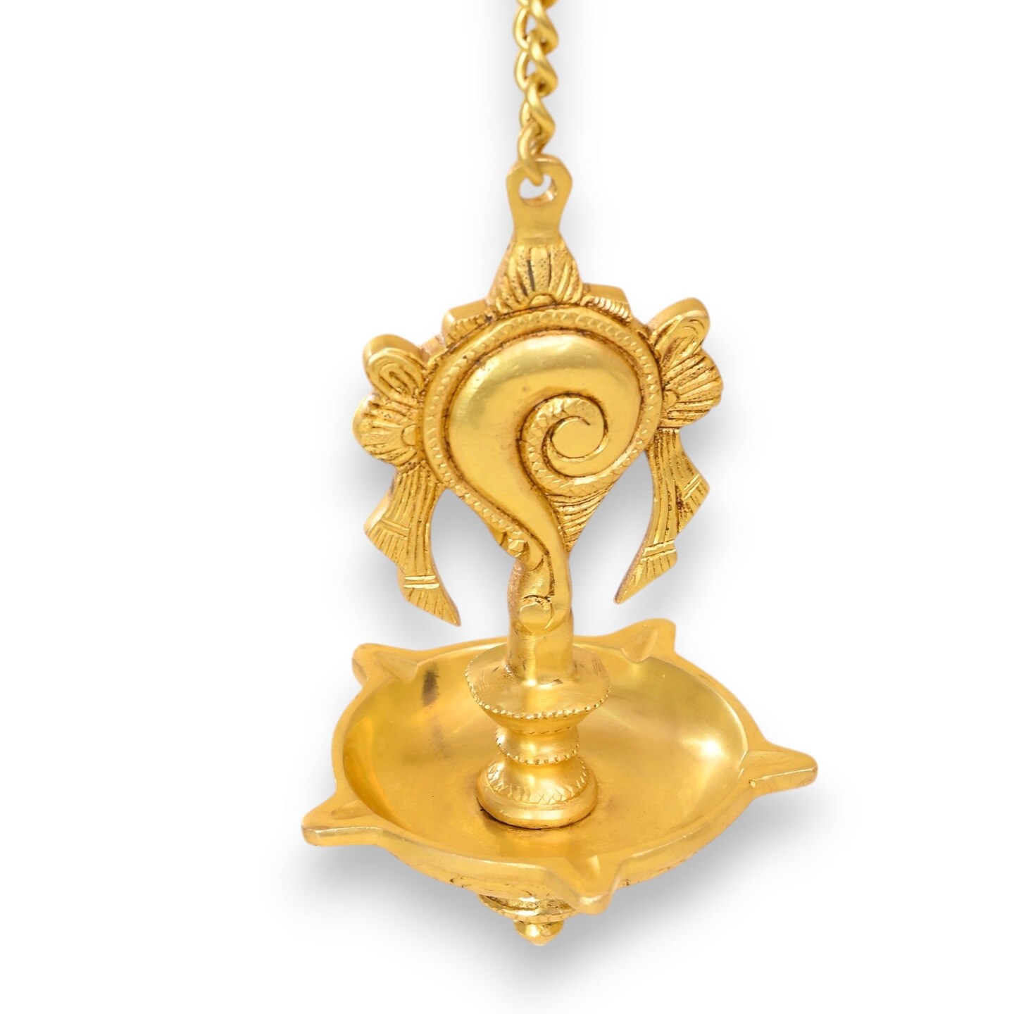 Brass Annam, Shank Wall Hanging Idol Oil Lamp Diya with Chain Hanging Oil Wick Diya Puja Gifting Entrance Home Decor Idol Kathu Vilakku Diyas for Pooja Temple Diwali Decor Idol Statue