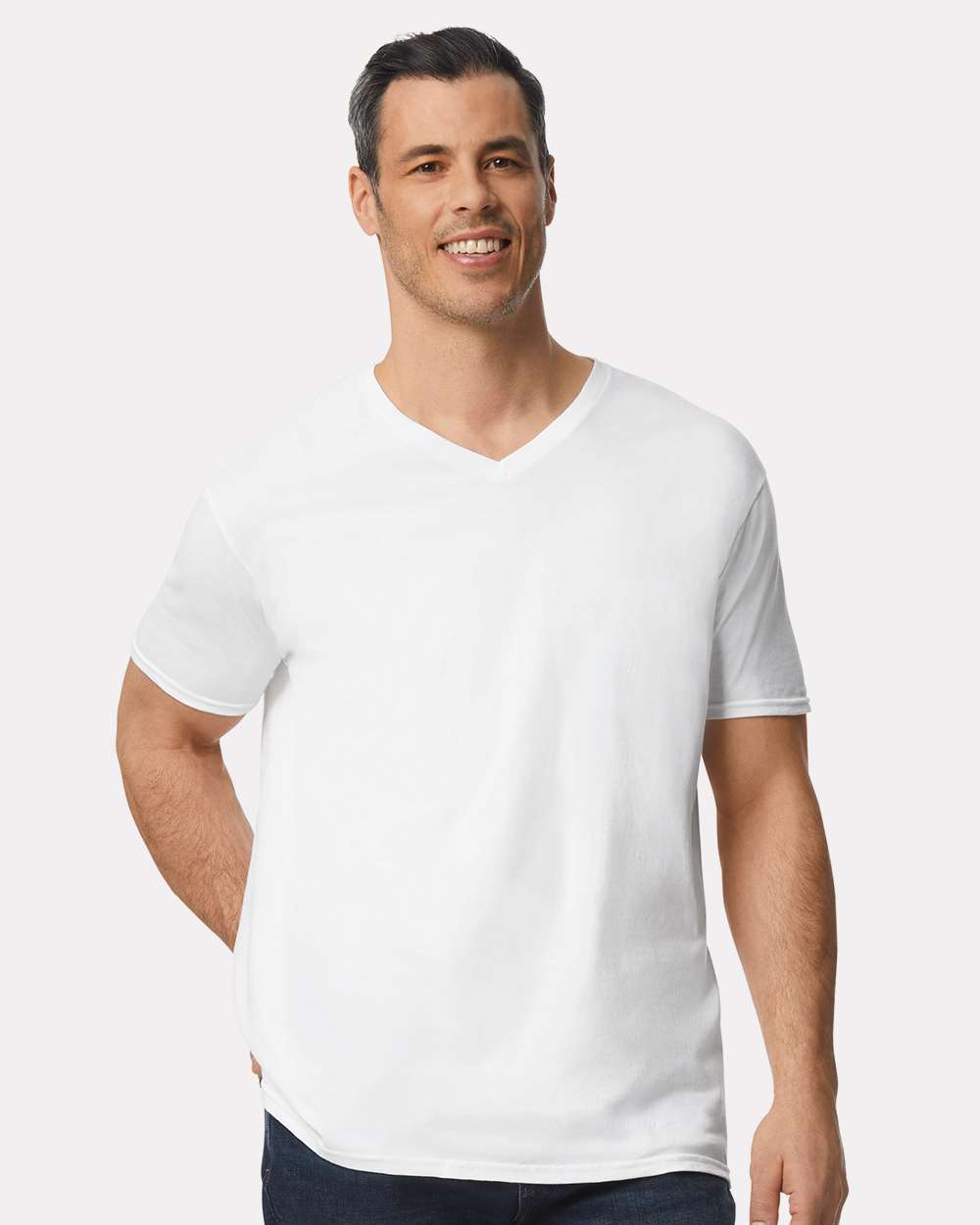 Gildan Softstyle V-Neck Short Sleeve T-Shirt for Summer Outfits & Custom Printing Cotton Tee