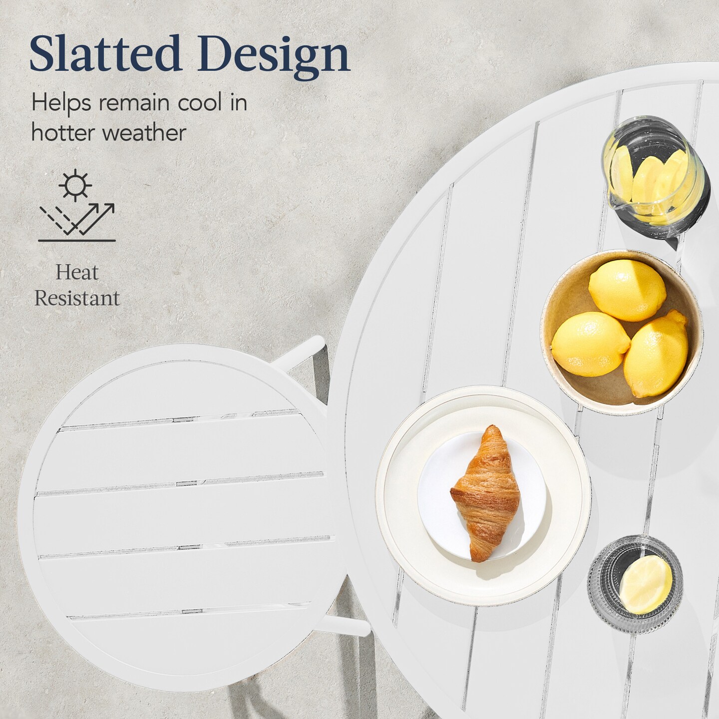 Best Choice Products 3-Piece Steel Patio Bar Height Round Bistro Set w/ Backless Stools, Slatted Design