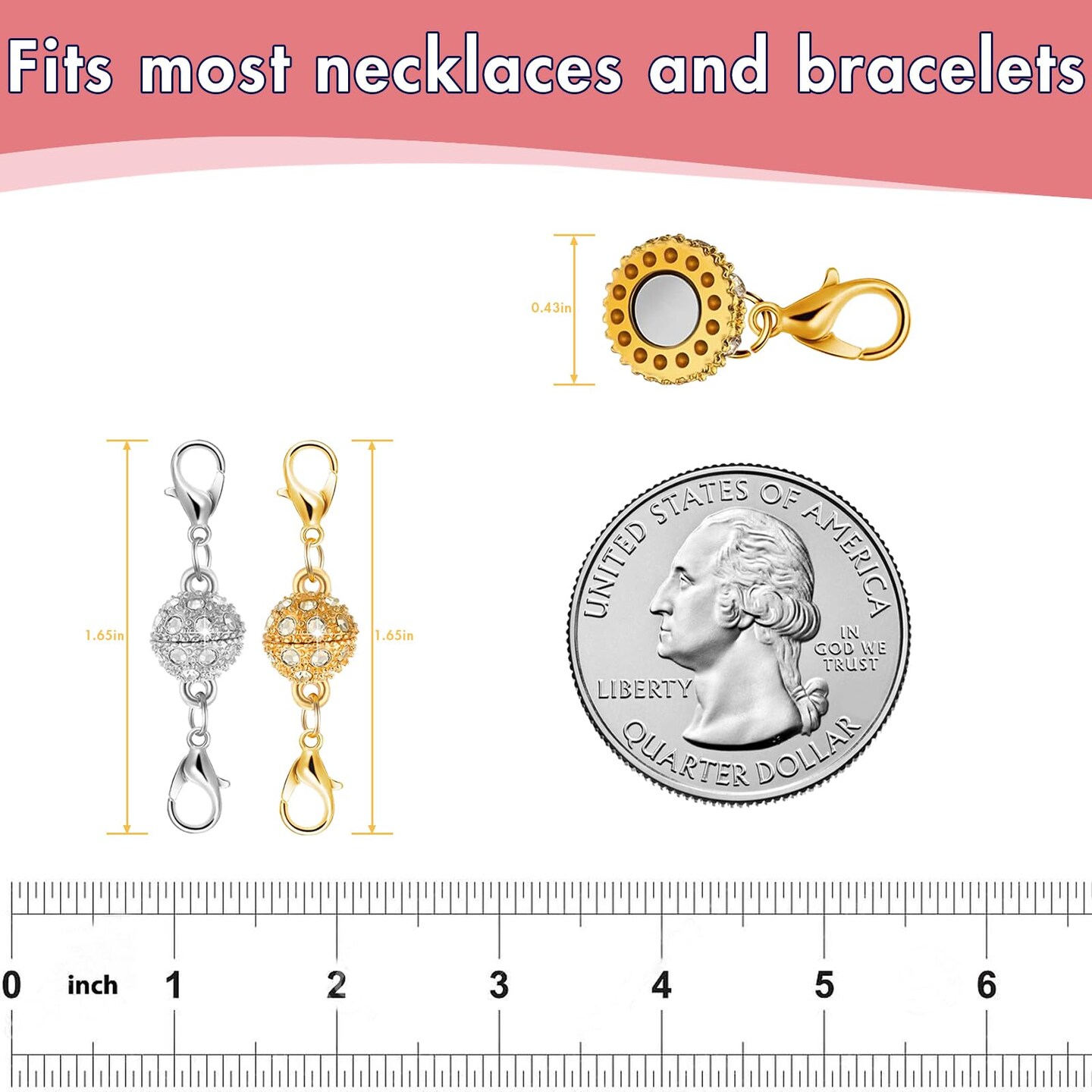 Magnetic Necklace Clasps and Closures, 12PCS Gold & Silver Magnetic Lobster Clasp Extenders for Necklaces & Bracelets, Easy Jewelry Converter for Women, Seniors, and Everyday Wear