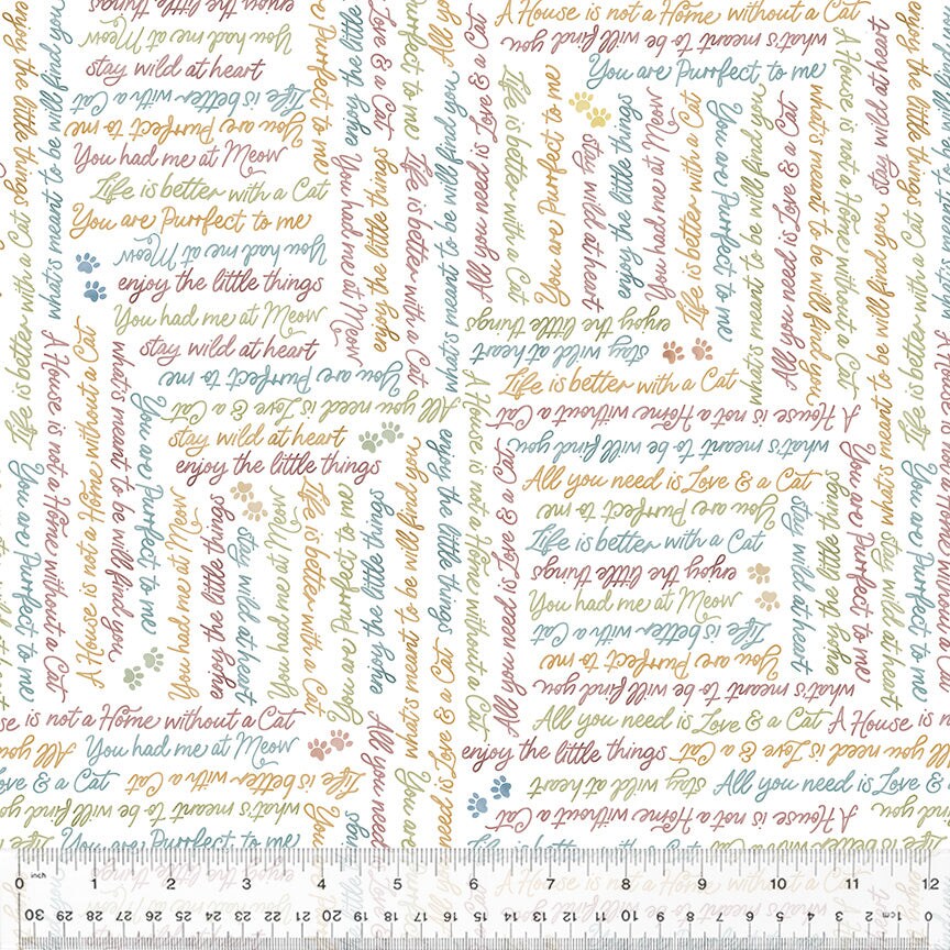 Fabric Windham White You Had Me At Meow by the Quarter Yard 54592-1