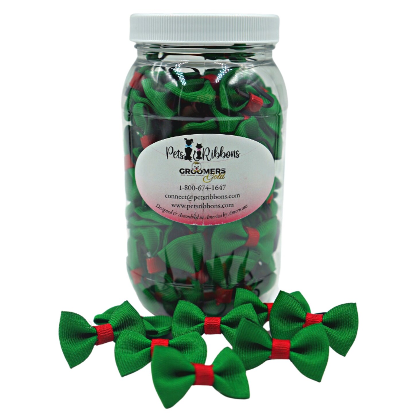 Edge Collections - 0.75" - Green - Christmas Dinky Bows for Pets