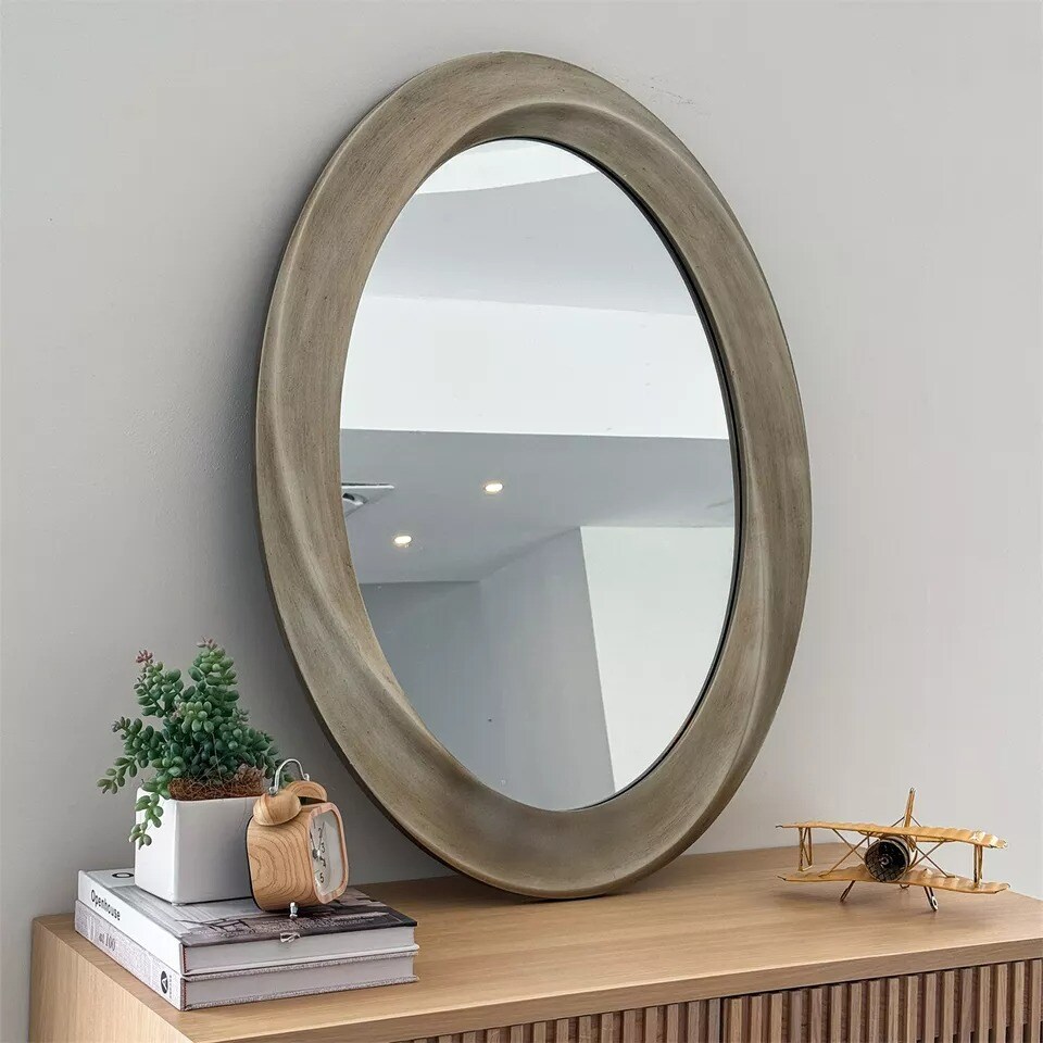 Oval Wall Art Mirror Baroque Gold Decorative Accent Mirror Living Room Bathroom
