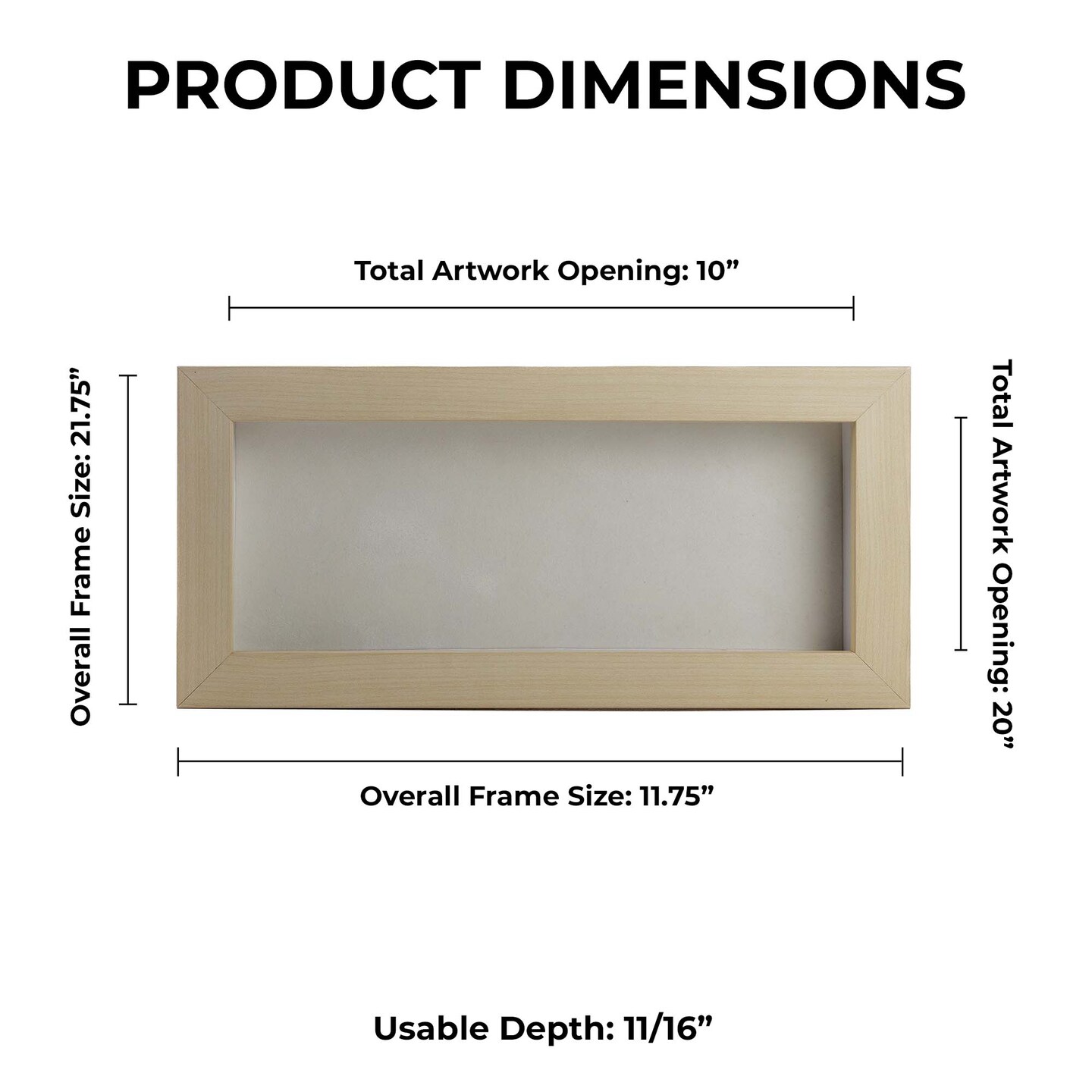 Natural Whitewash Wood Shadow Box Frame with Acrylic Front White