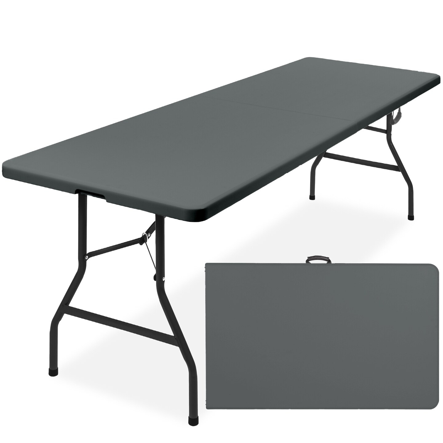 Best Choice Products 8ft Plastic Folding Table, Indoor Outdoor Heavy Duty Portable w/ Handle, Lock for Picnic