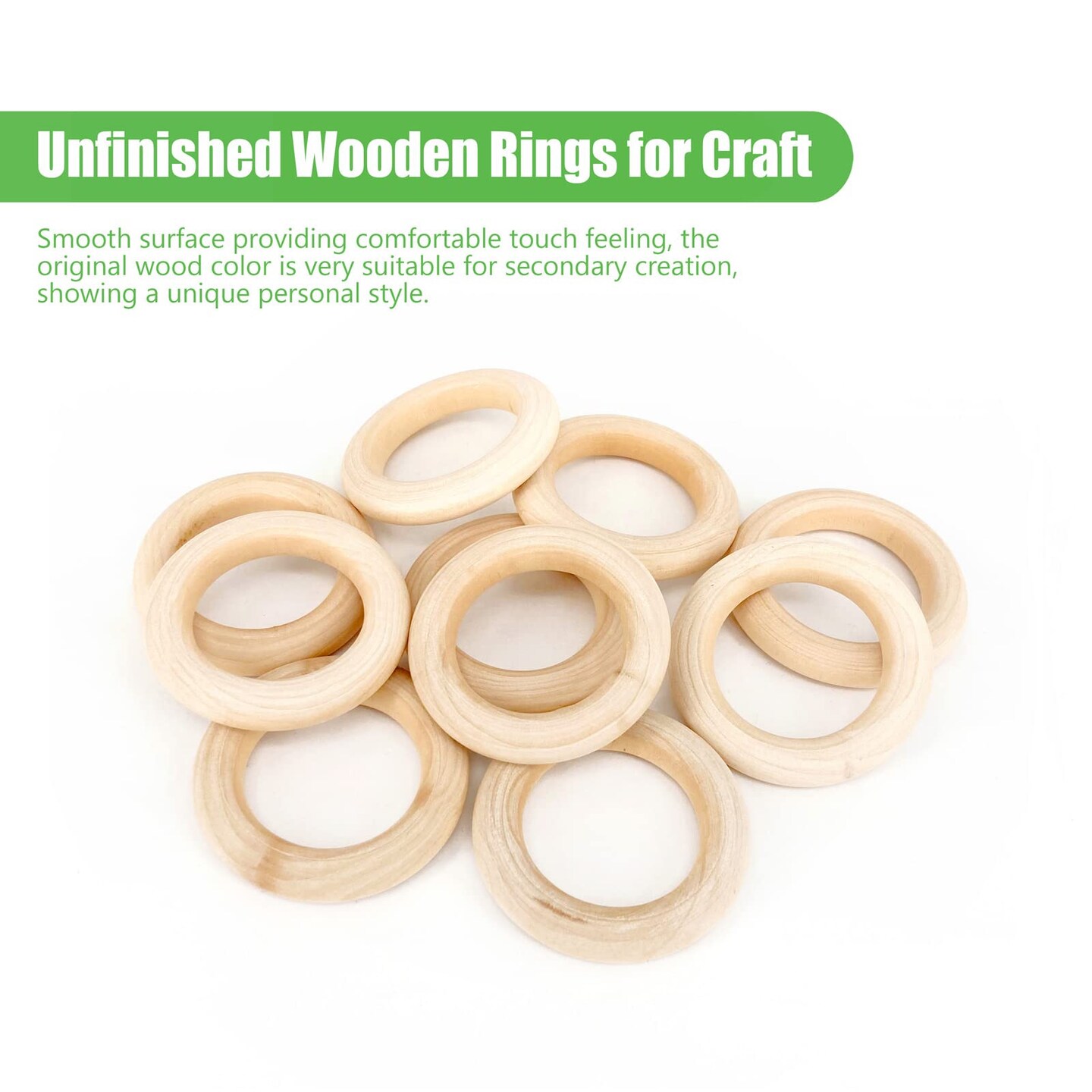 20 Pieces Natural Wood Rings for Crafts, Macrame Rings for DIY, Wooden Rings Without Paint, Pendant Connectors 55mm/2.2inch