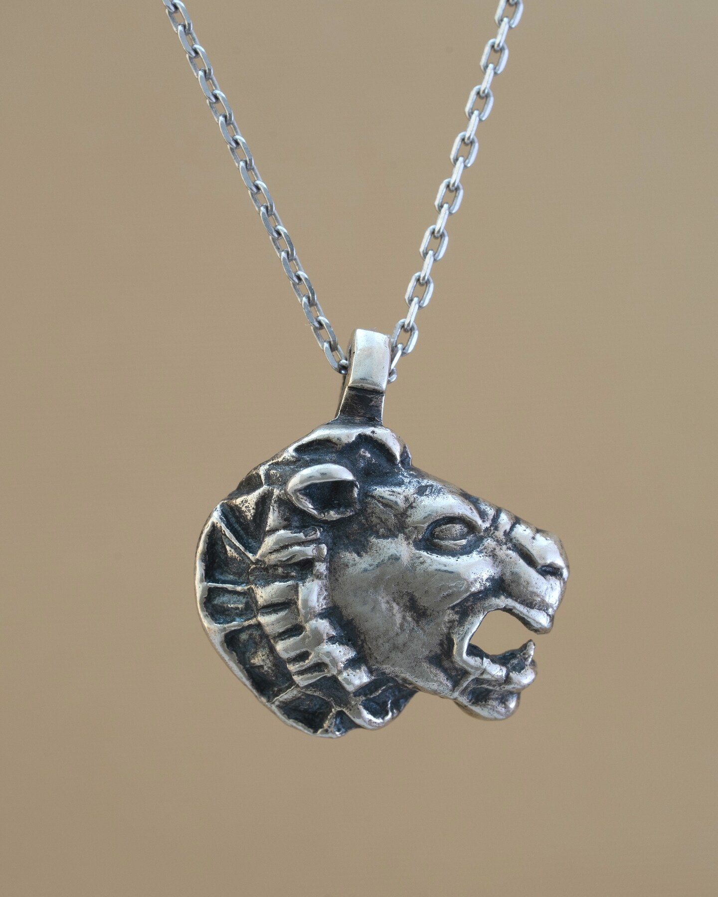 Lion Pendant - Leo Zodiac Astrology Necklace in 925 Sterling Silver
