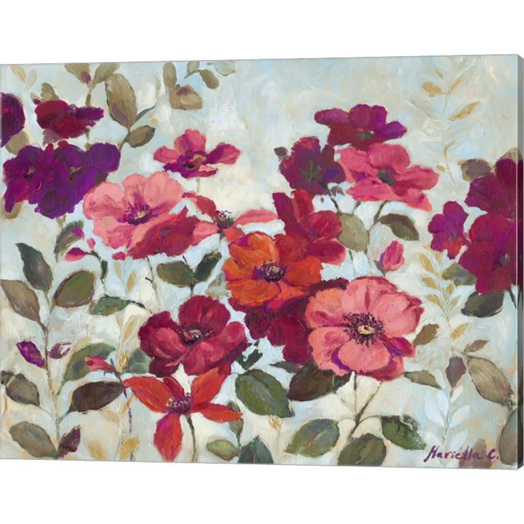 Red And Pink Flowers by Marietta Cohen 20" x 16" Canvas Wall Art | Michaels