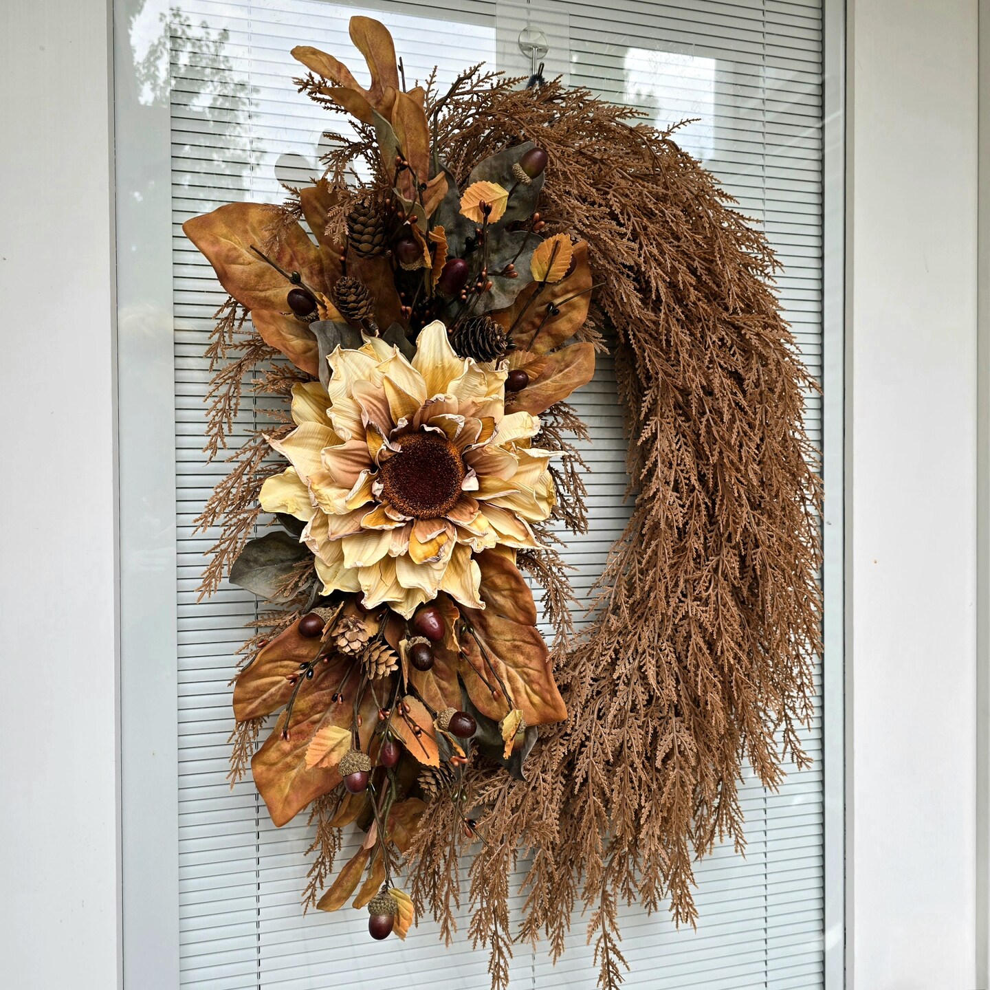 Fall wreath Sunflower Wreath Harvest Wreath Fall Decor Front Door Wreath. store Door Hanger Fall Leaves Home Decor