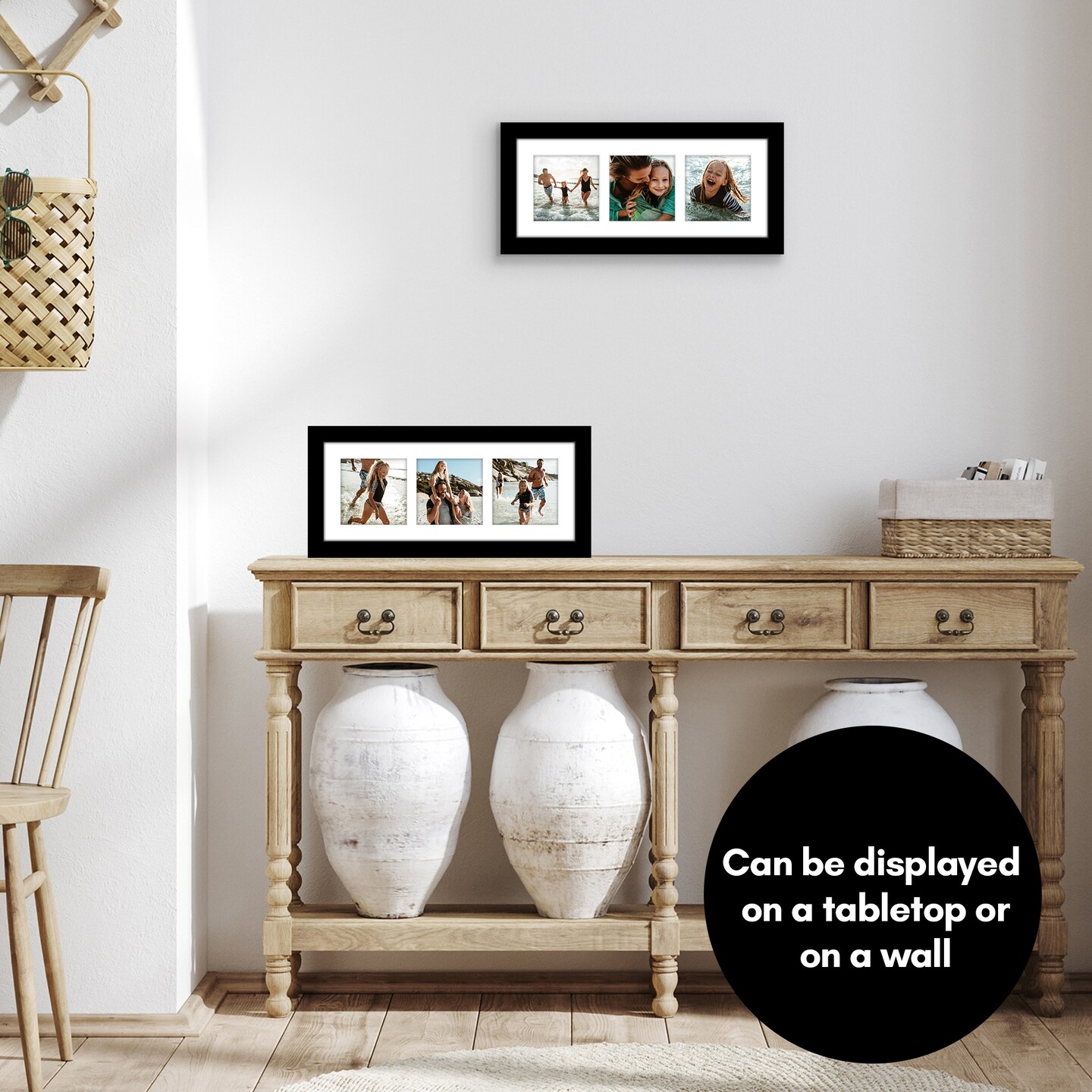Americanflat 5.5x14 Collage Picture Frame - Fits Three 3x3 Photos or One 5.5x14 Photo