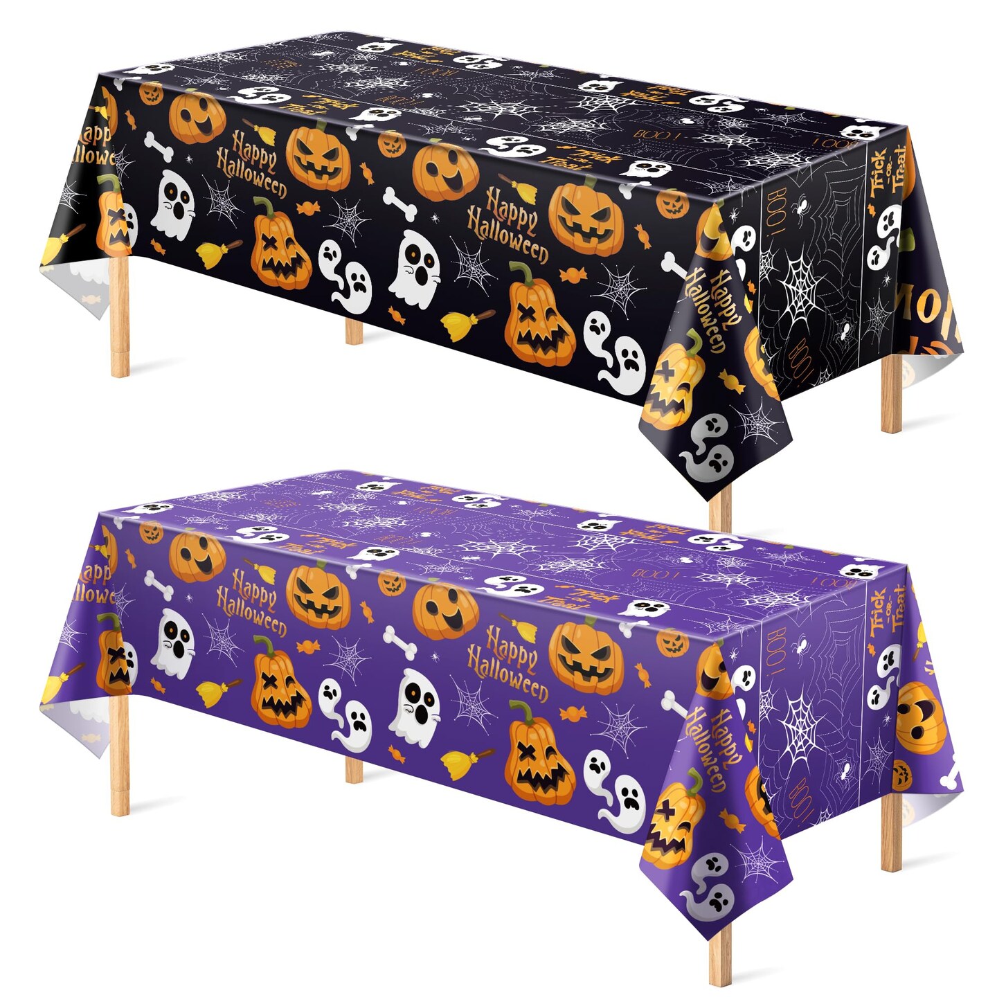 2 Pieces Halloween Decorations - Halloween Decorations Indoor Outdoor - Disposable Plastic Halloween Tablecloth | Halloween Party Decorations Favors Supplies for Table Decor Backdrop Banner,