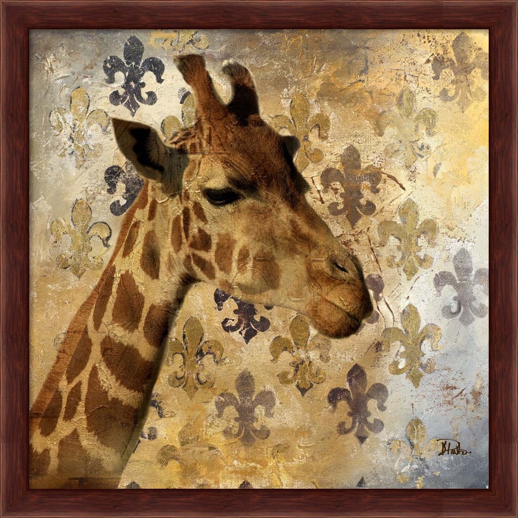 Golden Safari III (Giraffe) by Patricia Pinto 13&#x22; x 13&#x22; Framed Wall Art