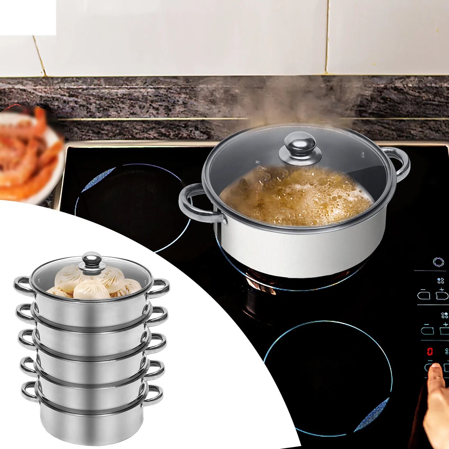 Kitcheniva 5 Tier Stainless Steel Steamer Cooker