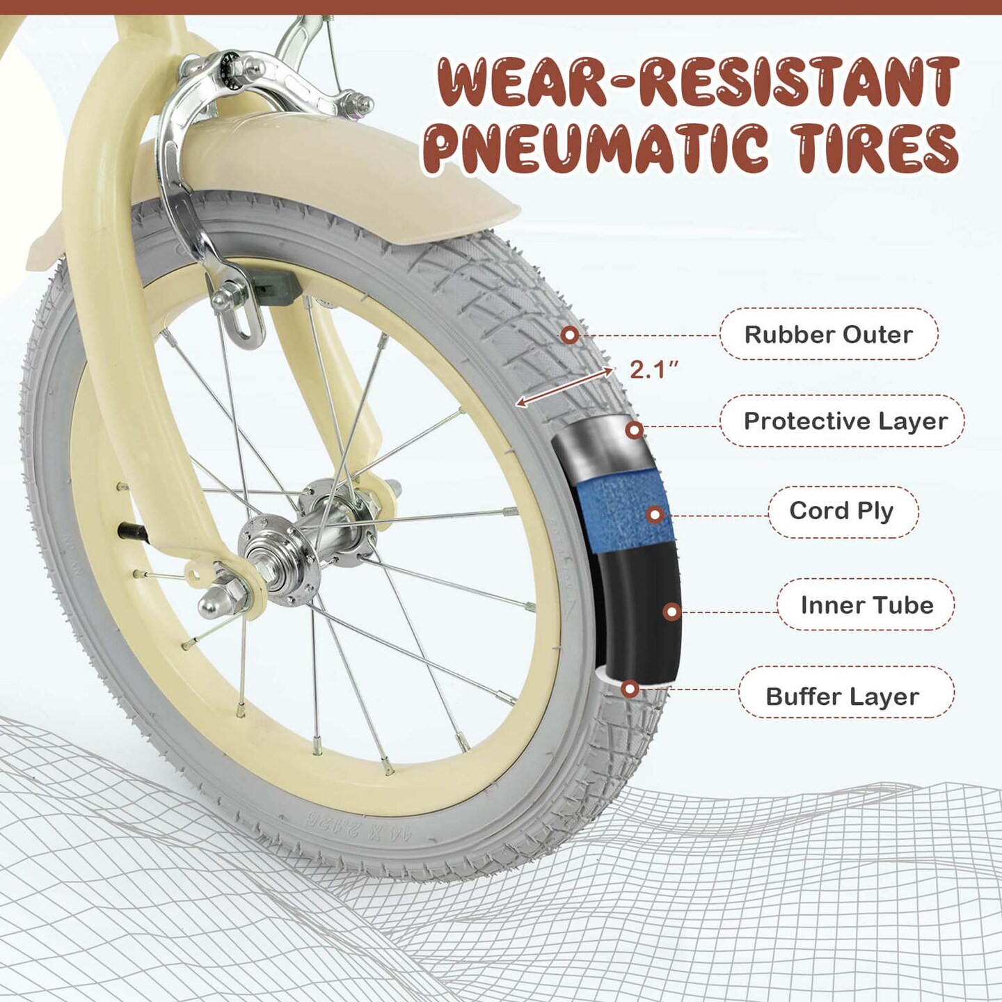 Costway 14'' Kid's Bike with Removable Training Wheels & Basket for 3-5 Years Old Pink/Blue/Green/Beige/Purple/Light Blue