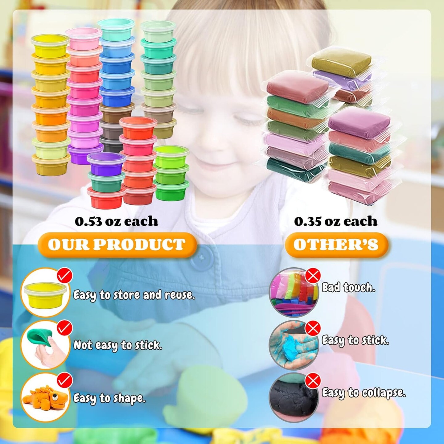 Air Dry Clay - 42 Colors Modeling Clay Kit with Tools for Kids, Soft &#x26; Ultra Light, Toys Gifts for Ages 3-8+