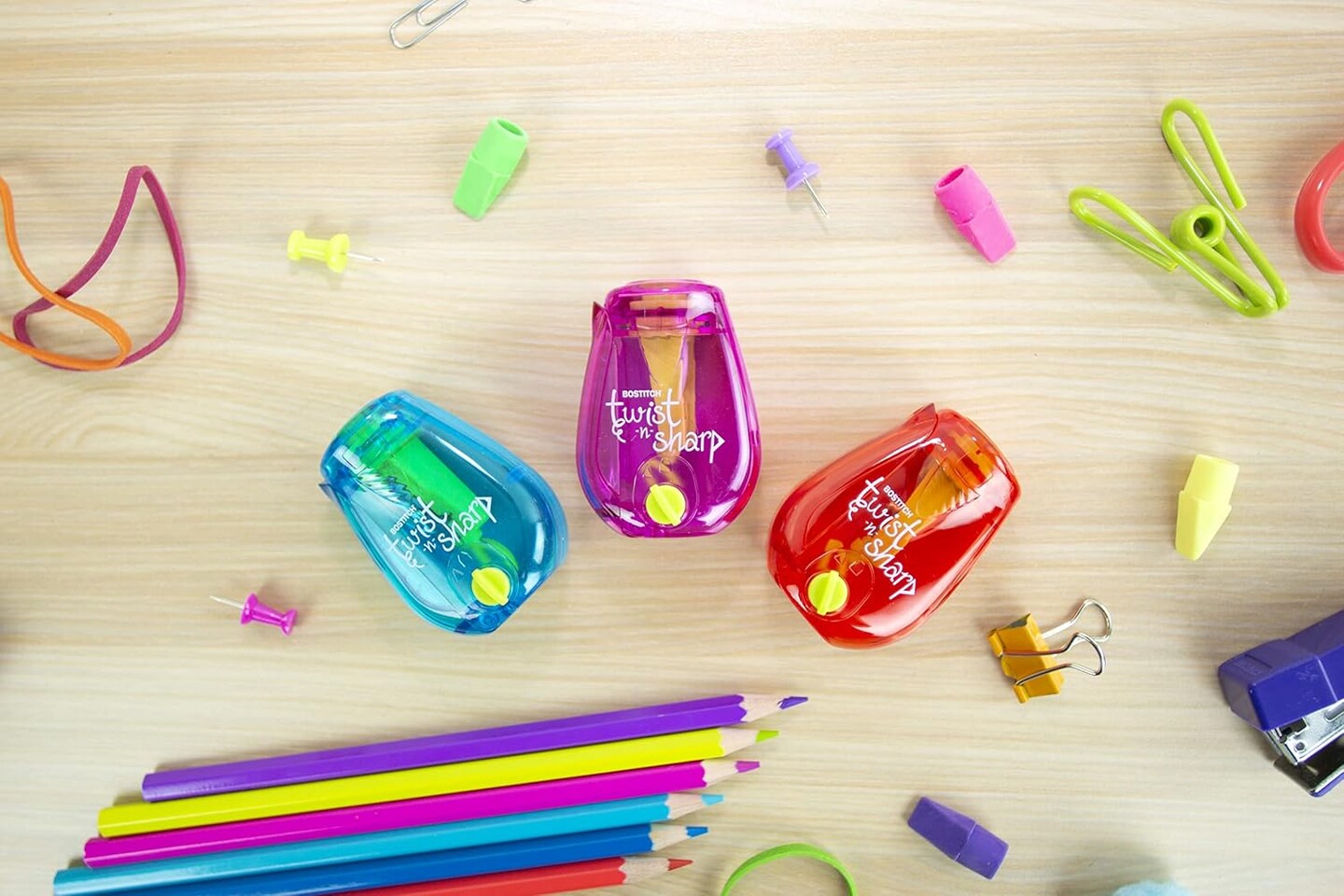 PS1-ADJ Office Twist-n-Sharp Pencil Sharpener, Various Colors, for Kids &#x26; Colored Pencils