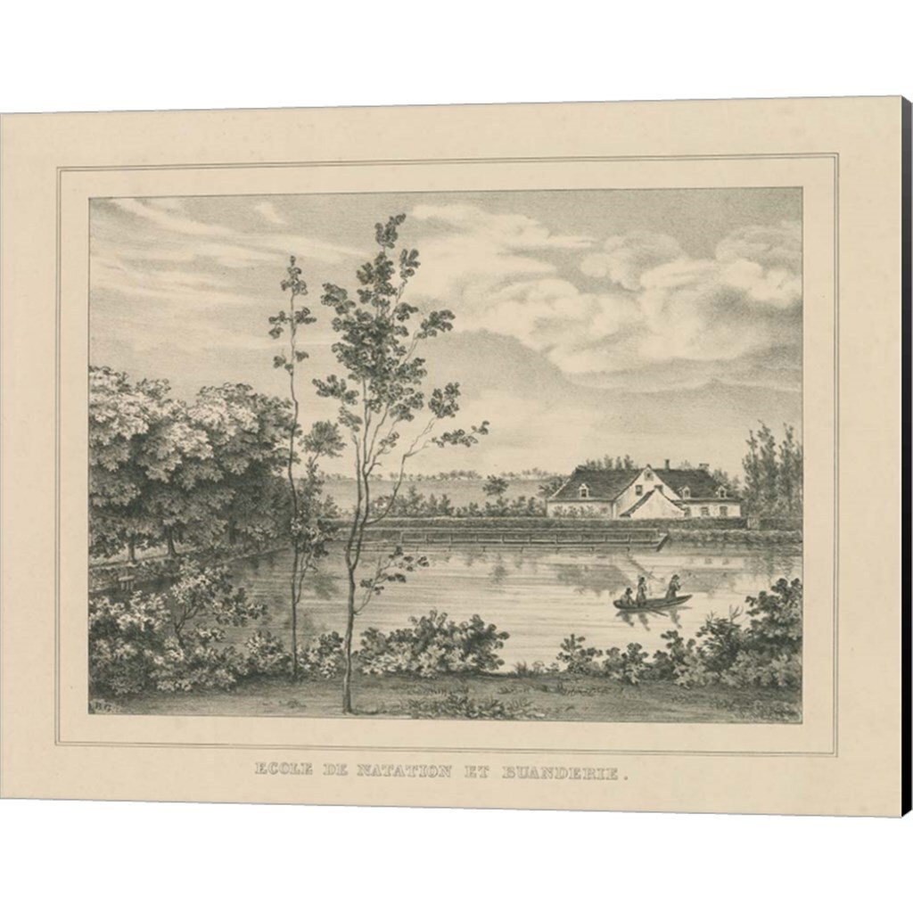 French Park Etching I by Wild Apple Portfolio 20" x 16" Canvas Wall Art