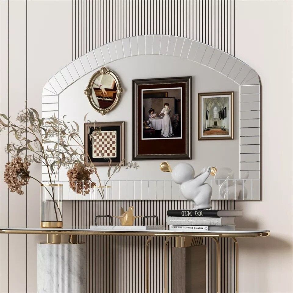 Large Beveled Edge Bathroom Vanity Mirror Arched Wall Decor Hall Entryway Mirror