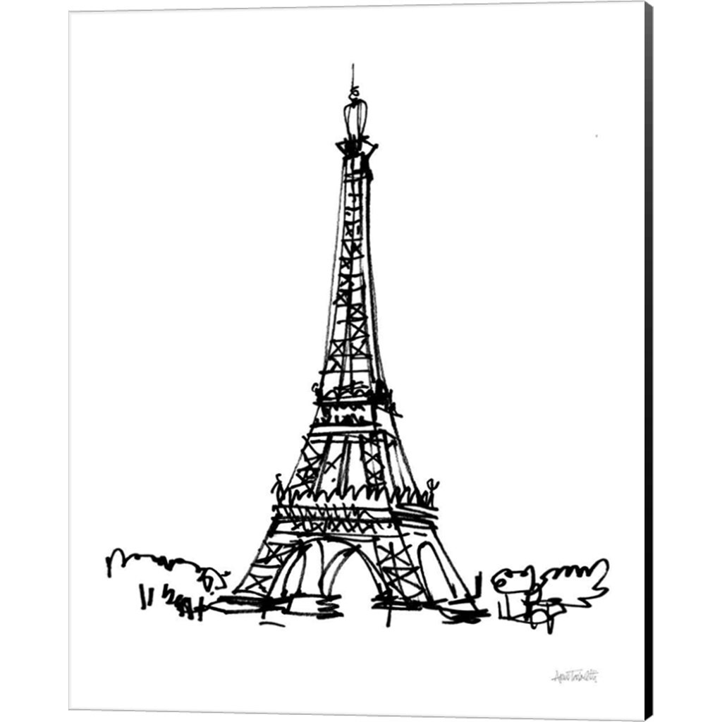 Eiffel Tower Sketch by Anne Tavoletti 16" x 20" Canvas Wall Art