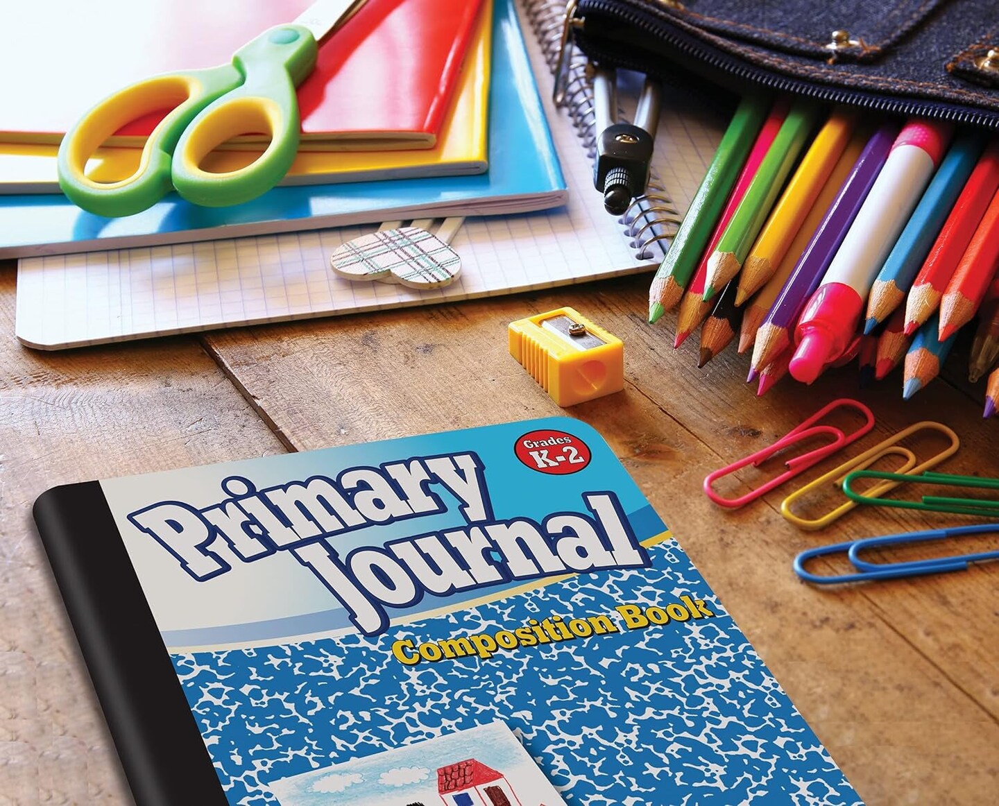 Primary Journal, Hardcover, Primary Composition Book Notebook - Grades K-2, 100 Sheet, One Subject, 9.75&#x22; X 7.5&#x22;, Blue Cover-6 Pack