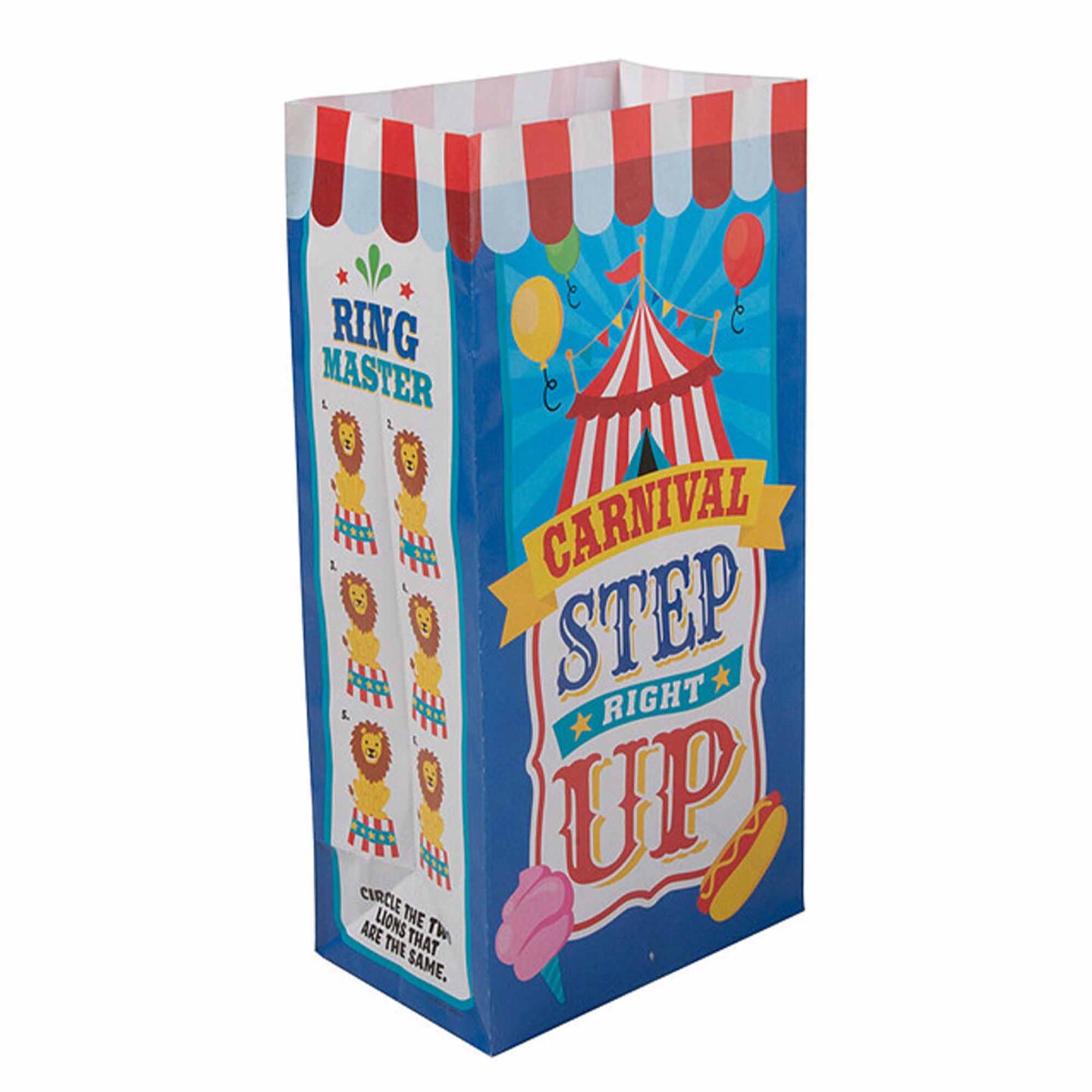 Medium Carnival Activity Paper Treat Bags 5&#x22; x 3 1/4&#x22; x 10&#x22;