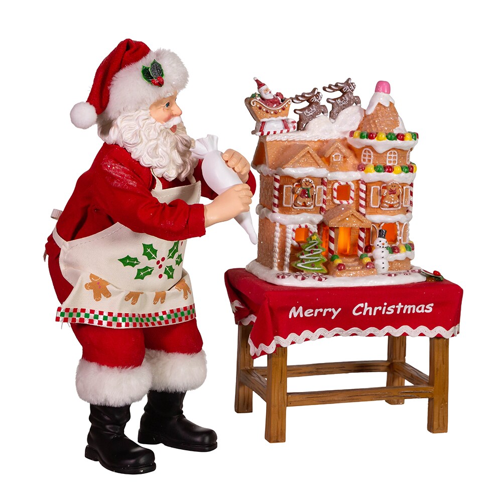 10.5&#x22; Fabrich&#xE9;&#x2122; Battery-Operated Santa With Gingerbread Houses, 2-Piece Set