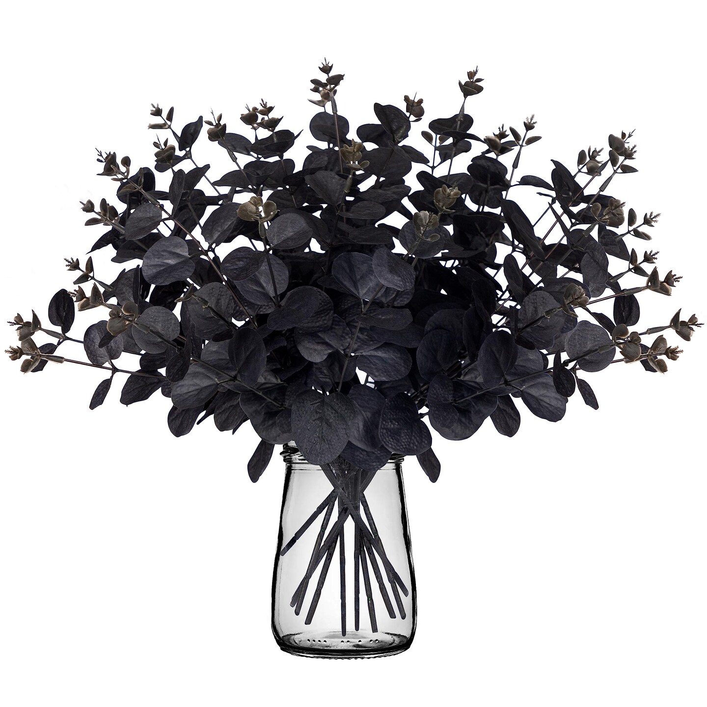 14PCS Black Halloween Decor Artificial Flowers Bulk - Eucalyptus Stems Branches Decorations for Table Indoor Centerpieces