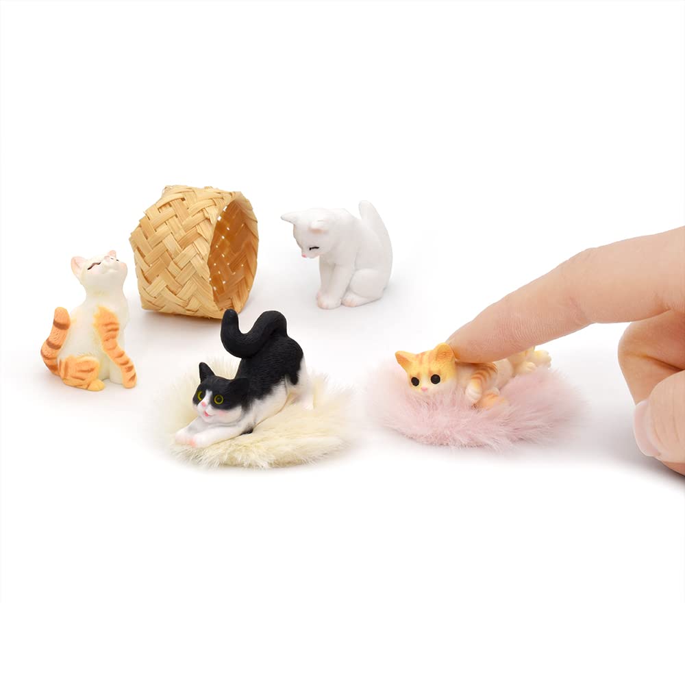 Cat Figurines, Dollhouse Cats w/ 1/12 scale Accessories, Realistic Hand Painted Mini Cat Decor, Cat Cake Toppers